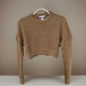 Urban Outfitters Tan Cropped Knit Sweater
